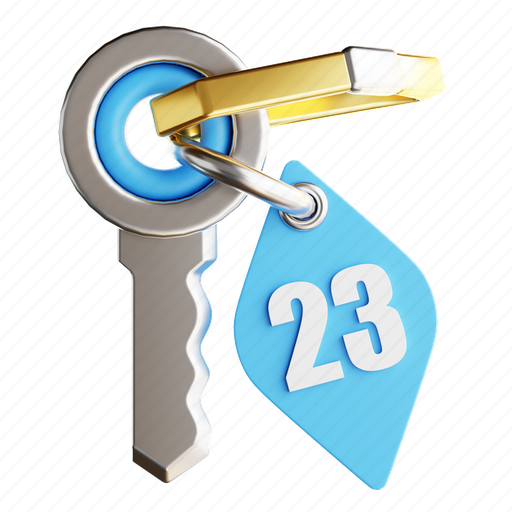 Hotel, key, vacation, holiday, protection, building, security 3D illustration - Download on Iconfinder
