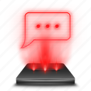 chat, hologram, message, phone, red, sms, texting