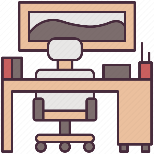 Desk, study, lamp, home, decoration, chair, table icon - Download on Iconfinder