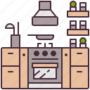 kitchen, oven, sink, furniture, restaurant, fridge, cabinets, home, appliance
