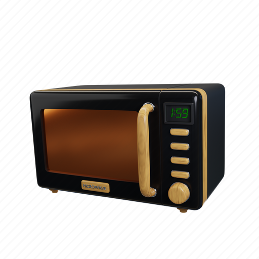 Microwave, food, appliance, kitchen, household, oven, furniture 3D illustration - Download on Iconfinder