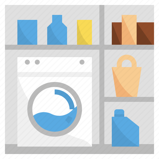 Clean, home, laundry, room, shelf, space, washing icon