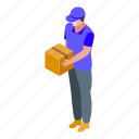 courier, mask, home, delivery, isometric