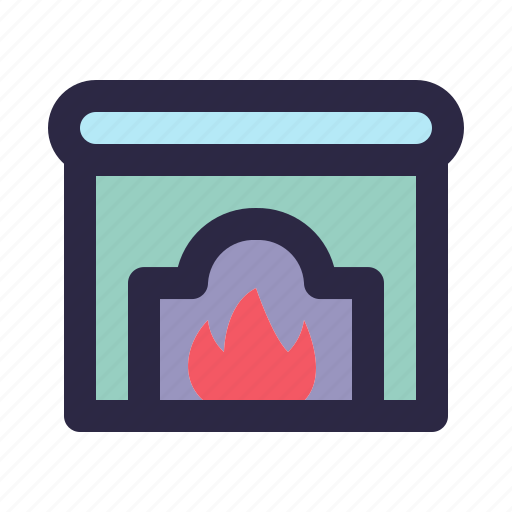 Fire, fireplace, heater, room, stove, heating icon - Download on Iconfinder