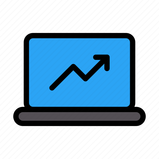 Laptop, graph, statistics, growth, chart icon - Download on Iconfinder