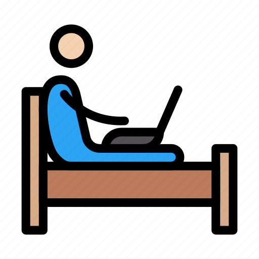 Bed, employee, home, working, online icon - Download on Iconfinder