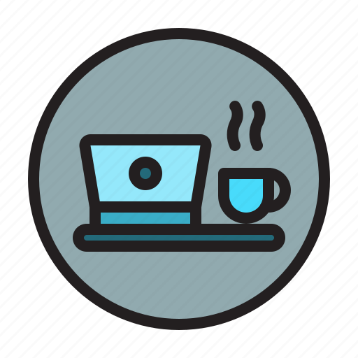 Laptop, coffee, online, wfh, home, house, office icon - Download on Iconfinder