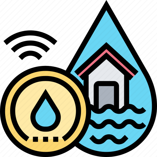 Flood, sensor, water, leaking, house icon - Download on Iconfinder