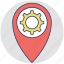 factory, garage, industry, map pin with gear, service location 
