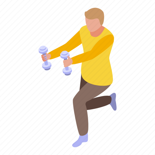 Home, training, man, dumbbell, isometric icon - Download on Iconfinder
