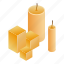 candle, christmas, frame, isometric, party, wax 