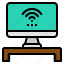 computer, desktop, screen, signal, wifi 