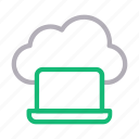 cloud, database, laptop, server, storage