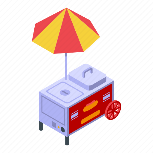 Cart, hot, food, isometric icon - Download on Iconfinder