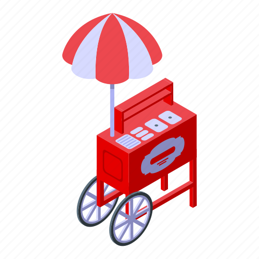 Cart, sausages, isometric icon - Download on Iconfinder