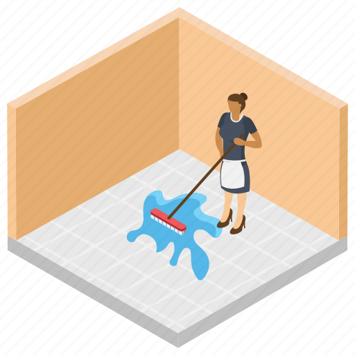 Floor cleaning, hotel servant, mopping services, room cleaning services, room sweeping icon - Download on Iconfinder
