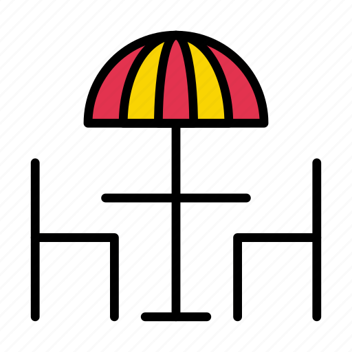 Hotel, umbrella, table, chair, restaurant icon - Download on Iconfinder