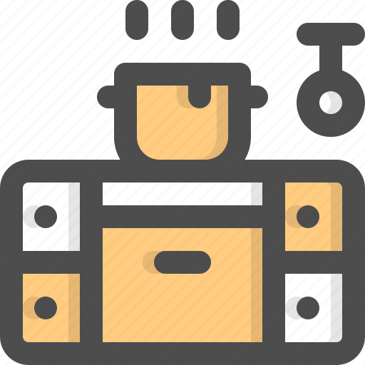 Appliance, cabinets, furniture, kitchen, oven, pan, stove icon - Download on Iconfinder