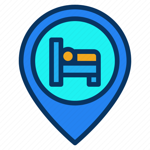 Bed, hotel, location, map, motel, pin icon - Download on Iconfinder