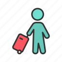 - carrying luggage, luggage, man, people, suitcase, porter, baggage, hotel