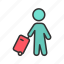 - carrying luggage, luggage, man, people, suitcase, porter, baggage, hotel 