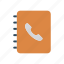 book, call, contact, record 