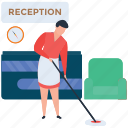 cleaner, cleaning, female maid, hotel service, reception cleaning 