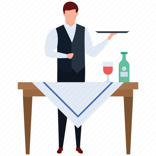 Avatar, hotel employ, hotel server, restaurant server, servent, waiter illustration - Download on Iconfinder