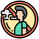 label, prohibit, restrict, smoking, warn 