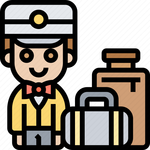Bellboy, suitcase, hotel, service, porter icon - Download on Iconfinder