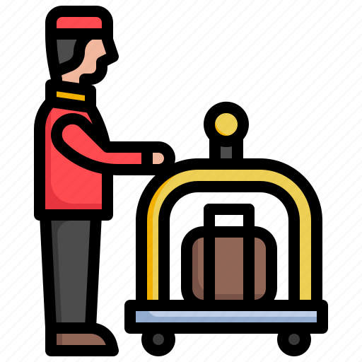 Bellboy, hotel, concierge, luggage, baggage icon - Download on Iconfinder