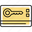 hotel, room, yellow, smart, key, card, payment, action, lock 