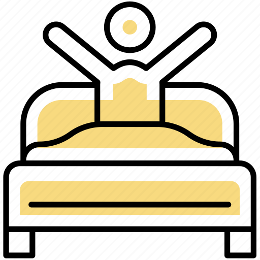 Hotel, wake, up, service, and, yellow, bed icon - Download on Iconfinder