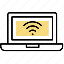 hotel, wifi, connection, service, and, yellow, computer, vacation, travel