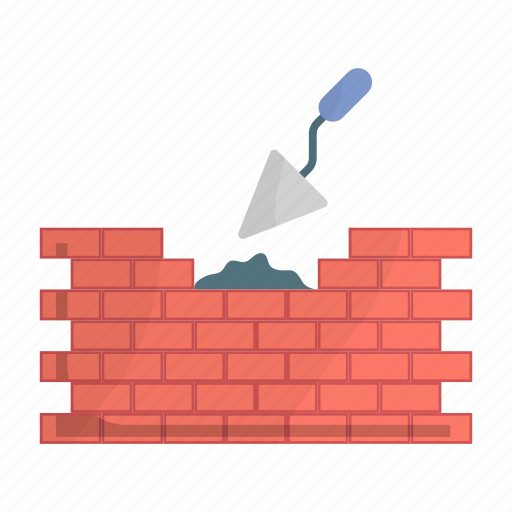 Brick wall, cement, trowel, concrete, construction, work icon - Download on Iconfinder
