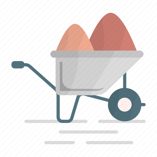Wheelbarrow, groundwork, construction work, cement, raw material, transporting icon - Download on Iconfinder