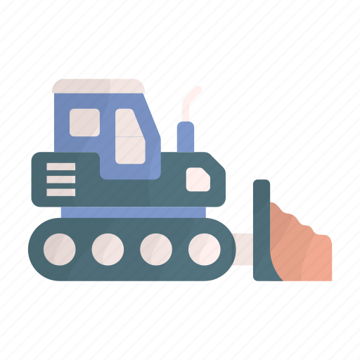 Bulldozer, vehicle, construction, transport, pushing, dirt, soil icon - Download on Iconfinder