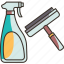 spray, scraper, cleaning, mirror, detergent