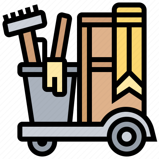 Cart, cleaning, equipment, housemaid, supplies icon - Download on Iconfinder
