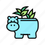pot, hippopotamus, form, house, plant, houseplant 