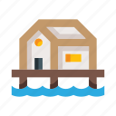 house, bungalow, water, vacation, building