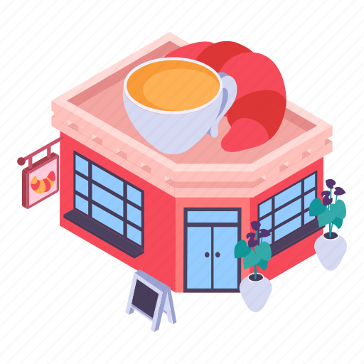 Cae, tea, croisant, french, tea cup, building, bakery icon - Download on Iconfinder