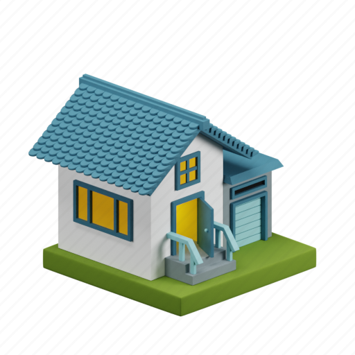House, home, estate, building, construction, architecture, real estate 3D illustration - Download on Iconfinder