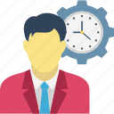 appointment, man with clock, personal time management