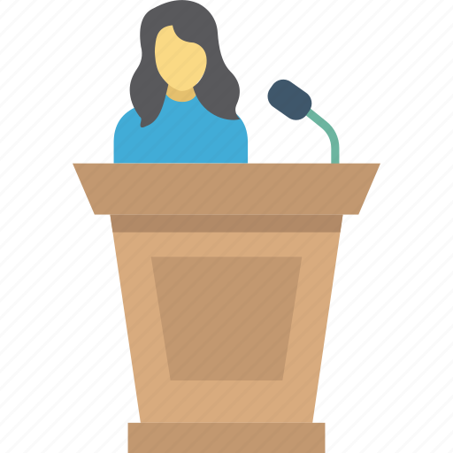 Business woman, lecture, speech, training session icon - Download on Iconfinder