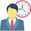 appointment, man with clock, personal time management 