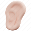 ear, body, hear, human, sound, anatomy, medical, 3d, illustration 