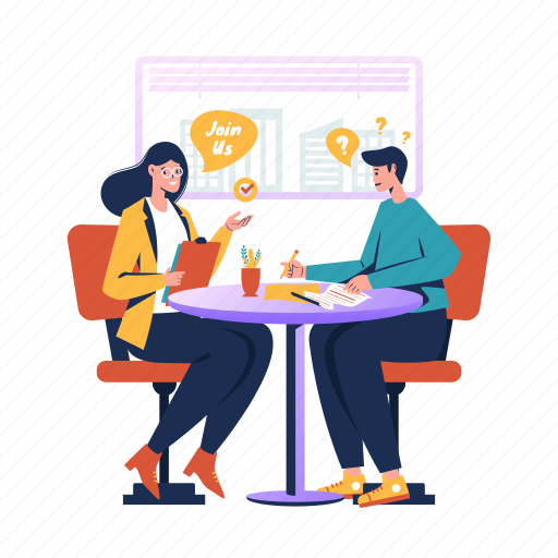 Discussion, negotiation, interview, job, work, human resources, office illustration - Download on Iconfinder