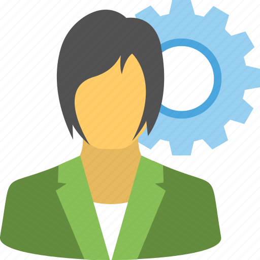 Business planning, businesswoman and gear, female industrialist, female project manager, successful businesswoman icon - Download on Iconfinder