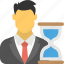 business planning, business time frame, businessman and hourglass, deadline symbol, time management 